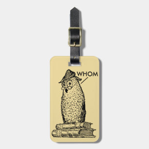 Grammar Owl Says Whom Luggage Tag