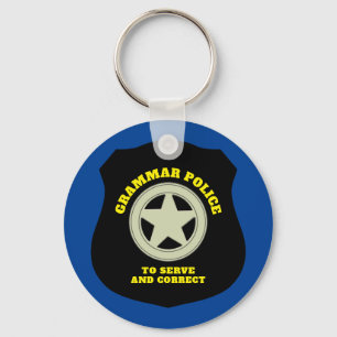 Grammar Police Badge Keychain