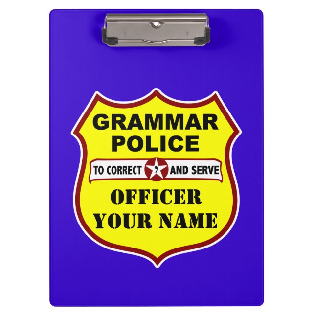 Grammar Police Customizable Clipboard (Front)