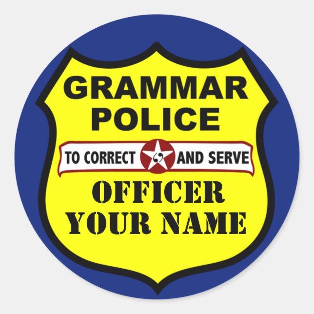 Grammar Police Customizable Sticker (Front)