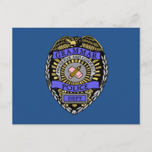 Grammar Police Dept Badge Pencil Eraser Postcard