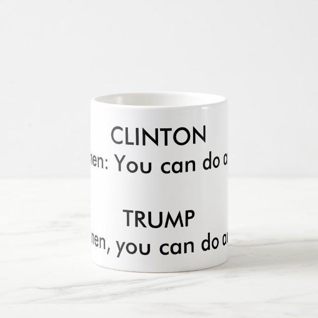 "GRAMMATICAL DIFFERENCE BETWEEN CLINTON AND TRUMP" COFFEE MUG (Center)
