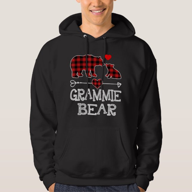 Grammie Bear Christmas Pajama Red Plaid Buffalo Fa Hoodie (Front)
