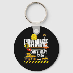 Grammie Birthday Crew Construction Excavator Party Keychain