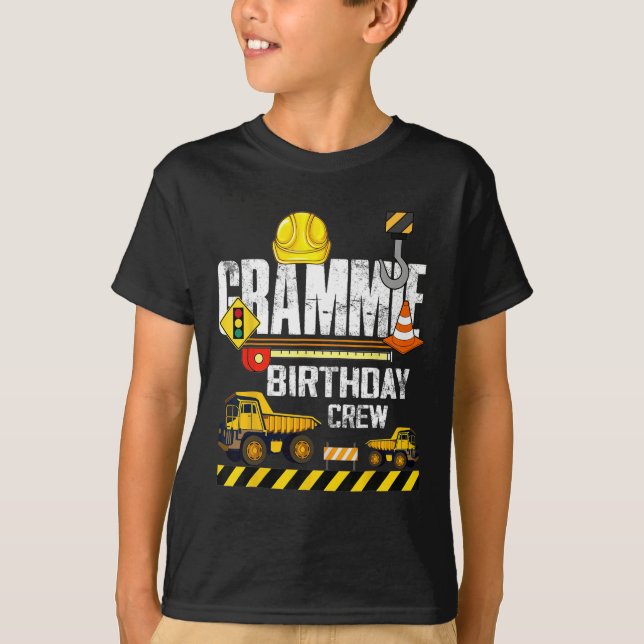 Grammie Birthday Crew Construction Excavator Party T-Shirt (Front)