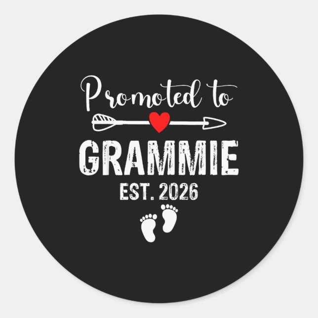 Grammie Est 2026 Promoted To Grammie 2026 For Gram Classic Round Sticker (Front)