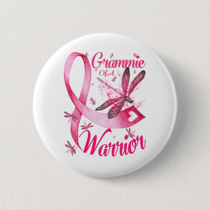 Grammie Of A Warrior Dragonfly Breast Cancer 2 Inch Round Button