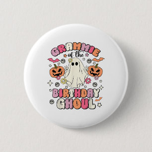 Grammie Of The Birthday Ghoul Groovy Halloween Gho 2 Inch Round Button