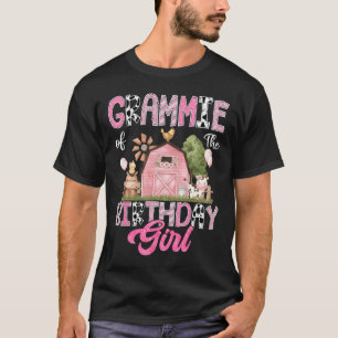 Grammie Of The Birthday Girl Farm Cow Pink 1st Bir T-Shirt