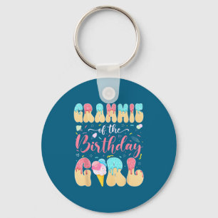 Grammie of the birthday girl sweet ice cream drip keychain