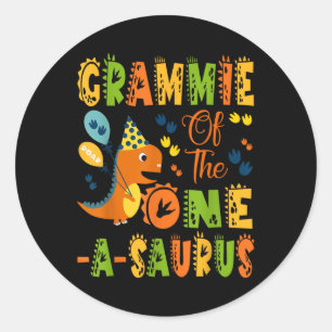 Grammie Of The One-a-saurus 1st Birthday Dinosaur Classic Round Sticker