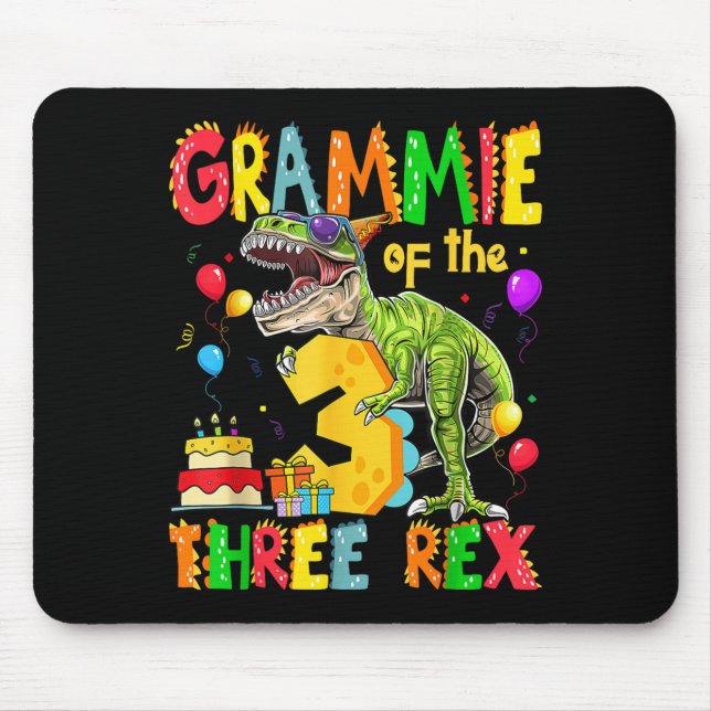 Grammie Of The Three Rex 3rd Birthday Boy Dinosaur Mouse Pad (Front)