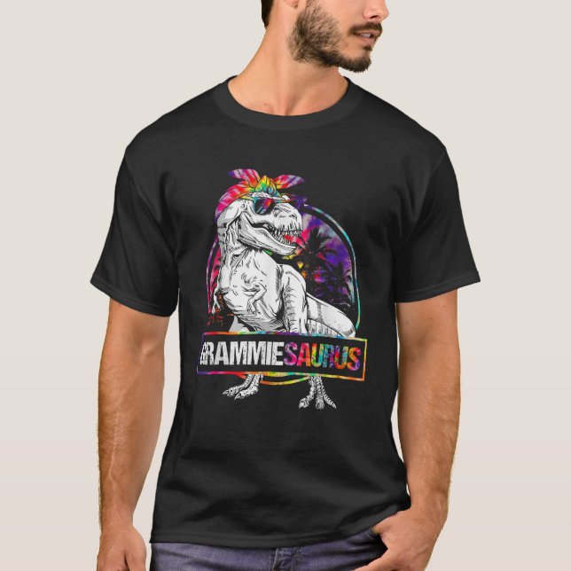 Grammiesaurus Dinosaur Grammie Saurus Matching Tie T-Shirt (Front)