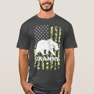 Grammy Bear Camping Hiking Camouflage USA American T-Shirt