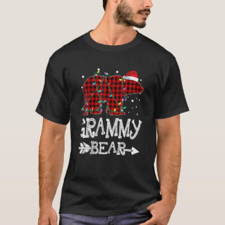 Grammy Bear Christmas Pajama Red Plaid Buffalo Fam T-Shirt