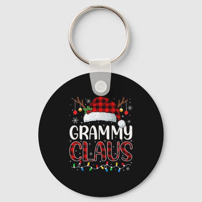 Grammy Claus Christmas Lights Pajama Family Matchi Keychain (Front)