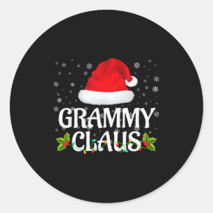 Grammy Claus Christmas Lights Santa Pajama Family  Classic Round Sticker