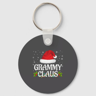 Grammy Claus Christmas Lights Santa Pajama Family Keychain