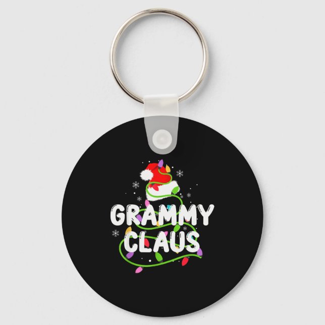 Grammy Claus Funny Christmas Lights Pajama Family  Keychain (Front)