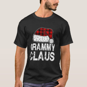 Grammy Claus Santa Hat Red Buffalo Plaid Christmas T-Shirt