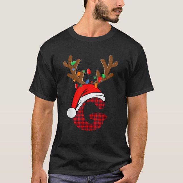 Grammy Claus Santa Hat Reindeer Red Plaid Matching T-Shirt (Front)