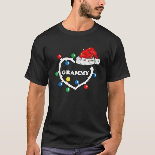 Grammy Claus Santa Hat Reindeer Red Plaid Matching T-Shirt (Front)