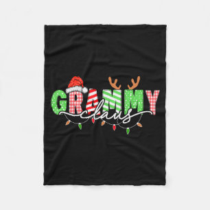 Grammy Claus Xmas Christmas Lights Pajama Family M Fleece Blanket