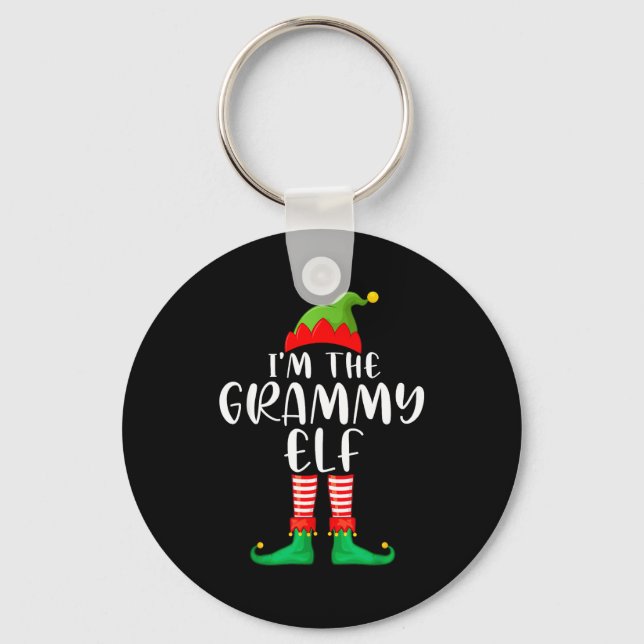 Grammy Elf Matching Family Group Christmas Party P Keychain (Front)