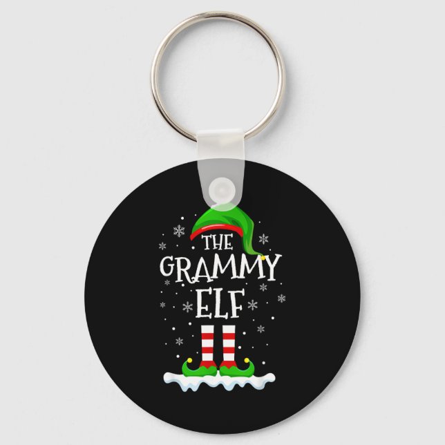 Grammy Elf Squad Xmas Family Matching Group Christ Keychain (Front)