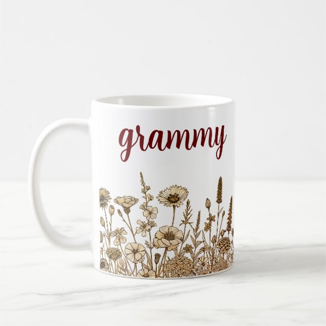 Grammy Modern Floral Design  Coffee Mug (Left)
