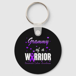 Grammy Of Pancreatic Cancer Warrior Ribbon Support Keychain