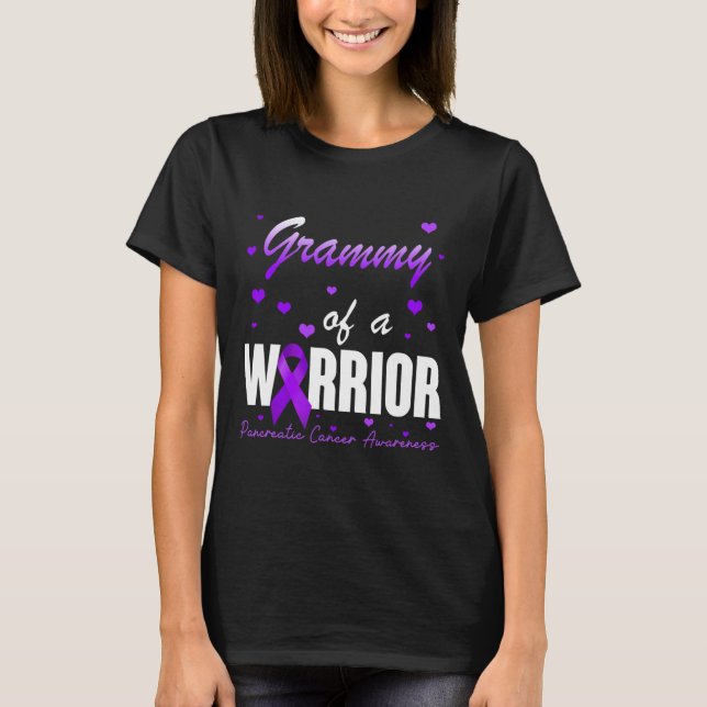 Grammy Of Pancreatic Cancer Warrior Ribbon Support T-Shirt (Front)