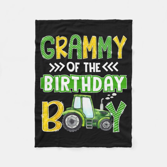 Grammy Of The Birthday Boy Tractors Farm Trucks Fa Fleece Blanket (Front)