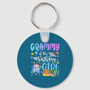 Grammy Of The Birthday Girl Sea Fish Ocean Aquariu Keychain