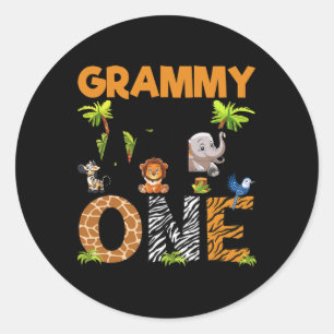 Grammy Of The Birthday Wild One Safari Boy Family  Classic Round Sticker