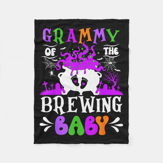 Grammy Of The Brewing Baby Grandma To Be Halloween Fleece Blanket (Front)