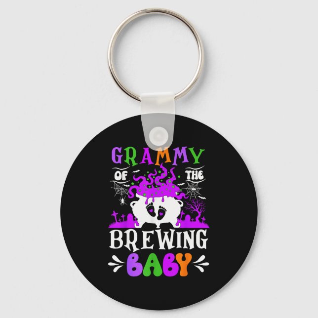 Grammy Of The Brewing Baby Grandma To Be Halloween Keychain (Front)