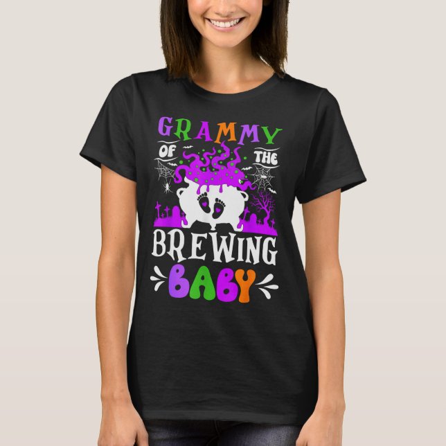 Grammy Of The Brewing Baby Grandma To Be Halloween T-Shirt (Front)
