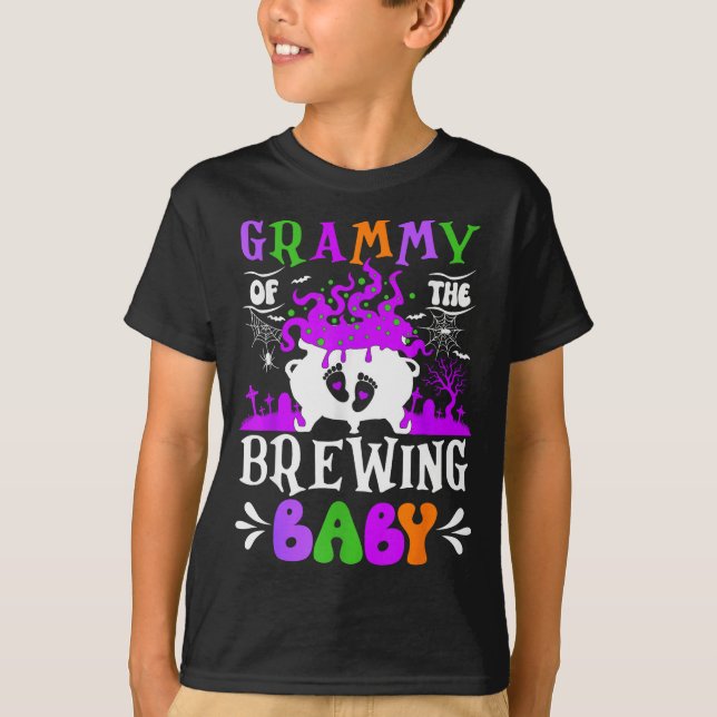 Grammy Of The Brewing Baby Grandma To Be Halloween T-Shirt (Front)