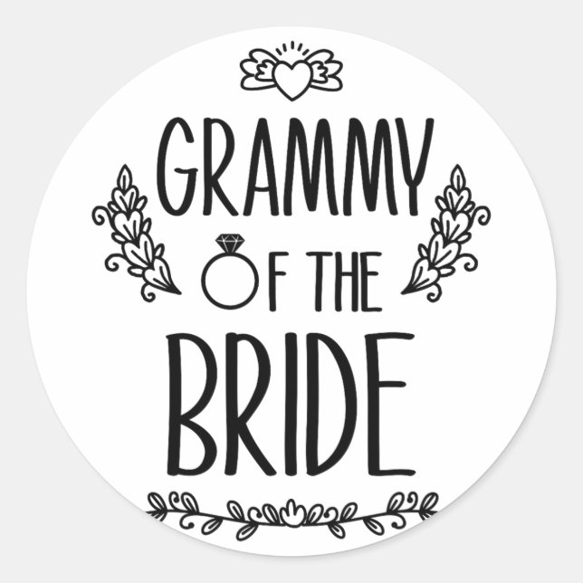 Grammy Of The Bride Wedding Party Family  Classic Round Sticker (Front)