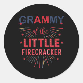 Grammy Of The Little Firecracker 4th Of July Birth Classic Round Sticker