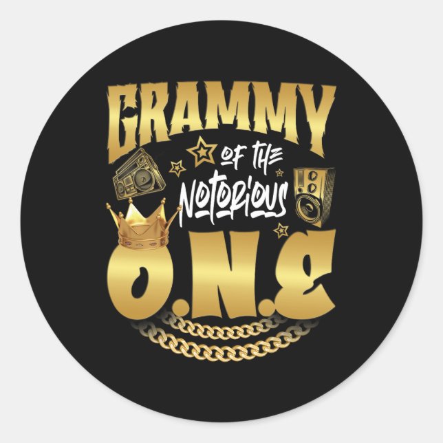 Grammy Of The Notorious One Old School Hip Hop 1st Classic Round Sticker (Front)