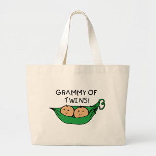 Grammy of Twins Pod Large Tote Bag