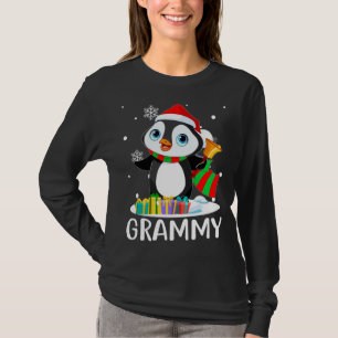Grammy Penguins Santa Hat Funny Christmas Matching T-Shirt