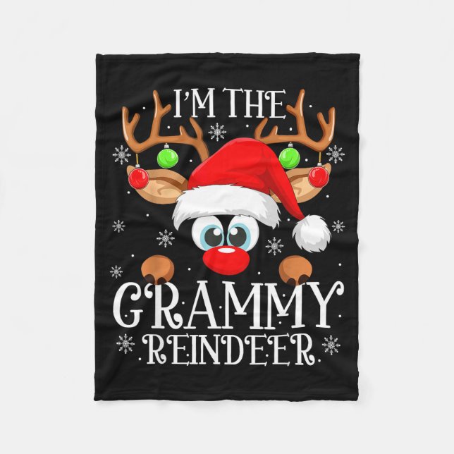 Grammy Reindeer Christmas Family Matching Group Fu Fleece Blanket (Front)