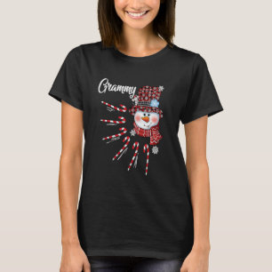 Grammy Snowman Candy Cane Christmas Red Plaid Hat T-Shirt