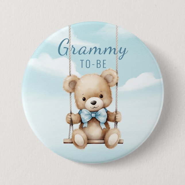 Grammy To Be Teddy Bear Swing 3 Inch Round Button (Front)