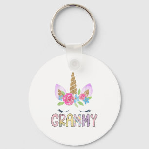 Grammy Unicorn Floral Birthday Girl Family Matchin Keychain