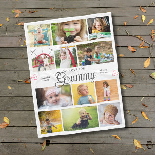 Grammy We Love You Personalized Hearts Fleece Blanket