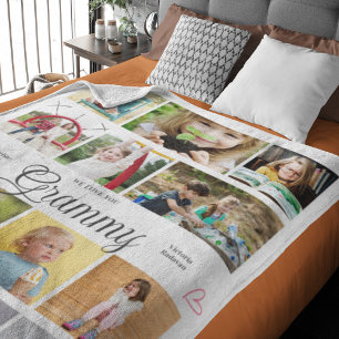 Grammy We Love You Personalized Hearts Fleece Blanket